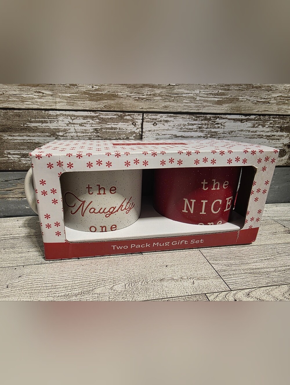 Holiday Two-Pack Ceramic Mug Set - Red & Cream